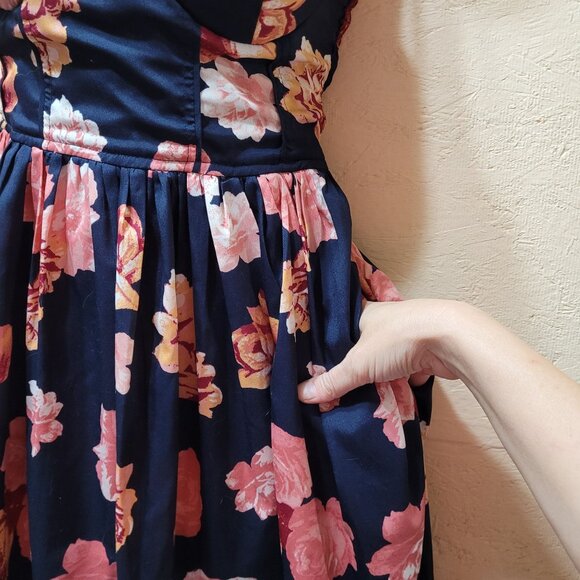 Band of Gypsies Women's Size XS Boho Floral Mini Sundress Corset Bodice Pockets - Picture 6 of 10